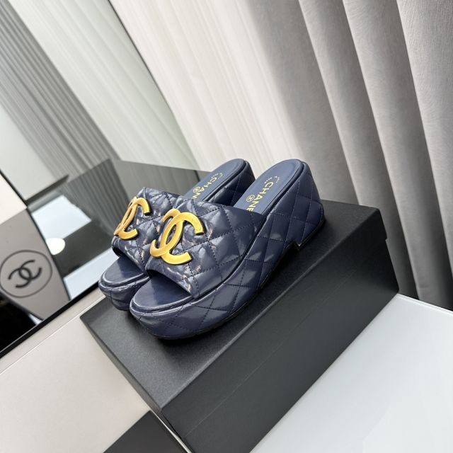 CC lambskin 65mm mules CH0095