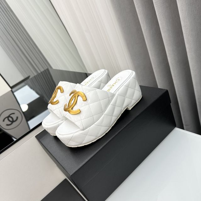 CC lambskin 65mm mules CH0095