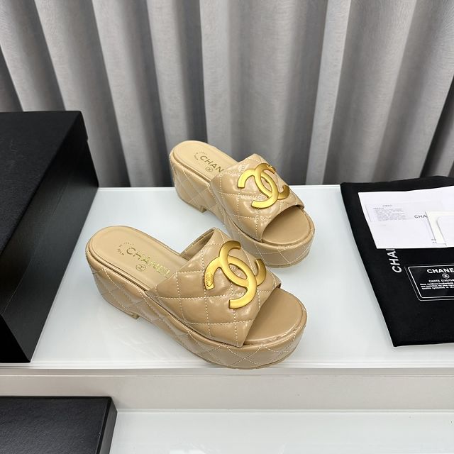 CC lambskin 65mm mules CH0095