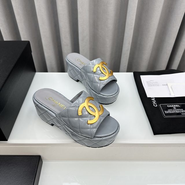 CC lambskin 65mm mules CH0095