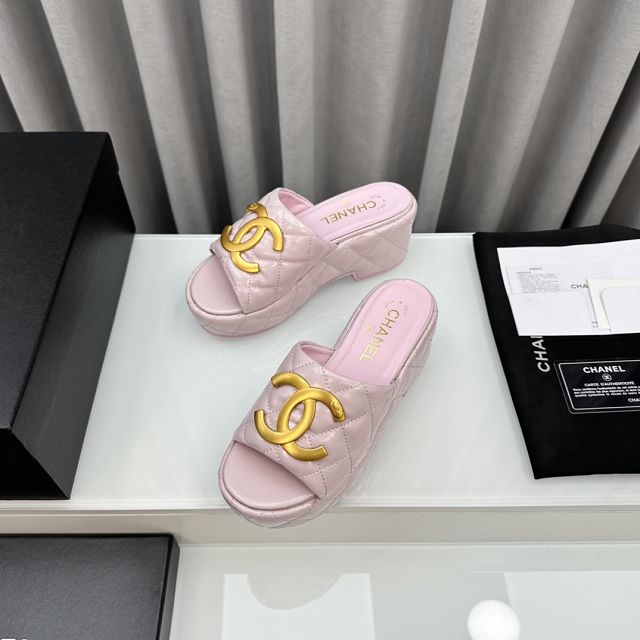 CC lambskin 65mm mules CH0095
