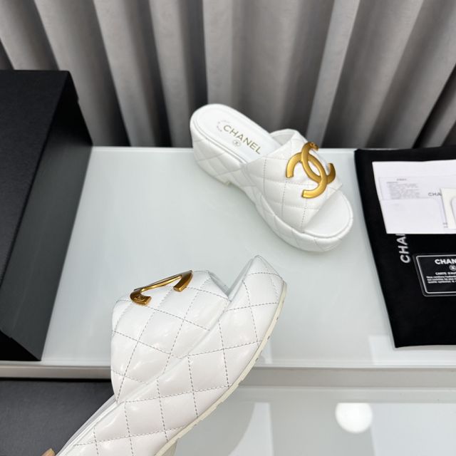 CC lambskin 65mm mules CH0095