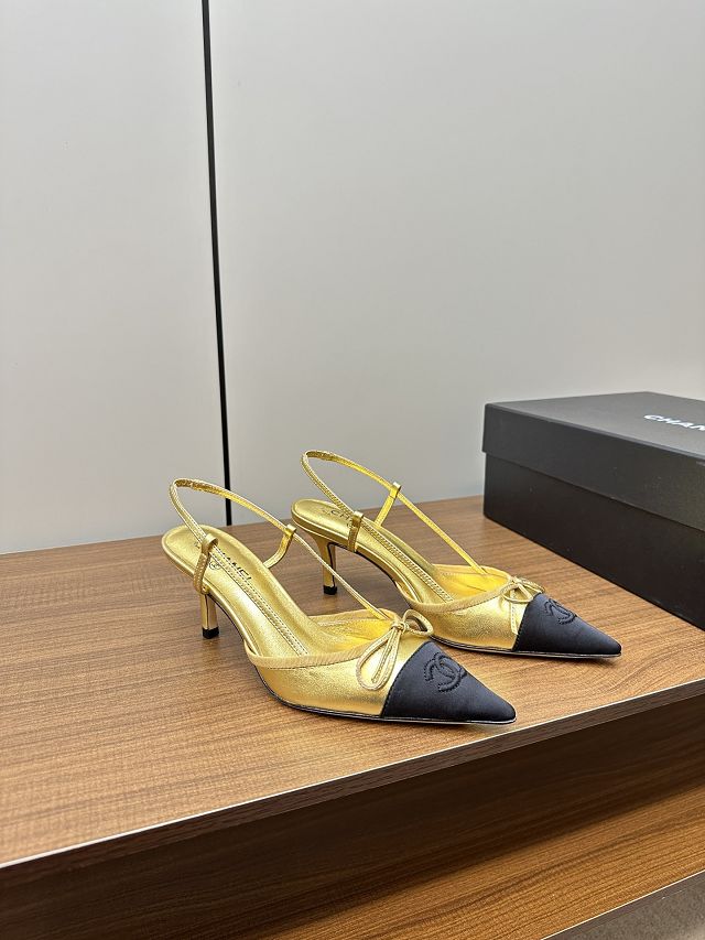 CC lambskin 55mm slingbacks CH0152