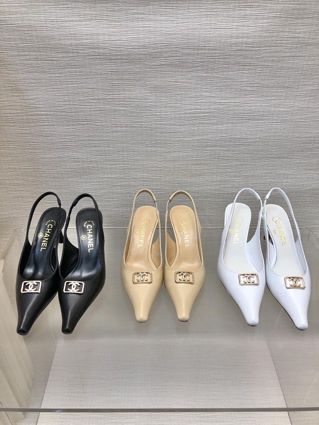 CC lambskin 55mm slingbacks CH0158