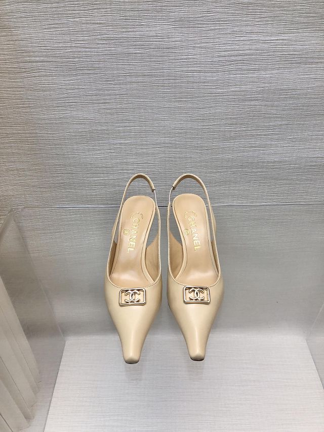 CC lambskin 55mm slingbacks CH0158