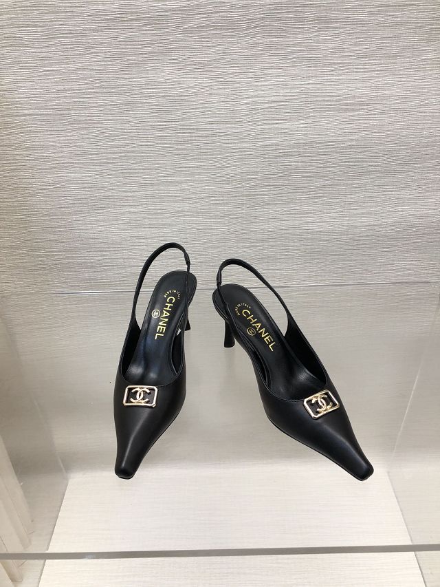 CC lambskin 55mm slingbacks CH0158