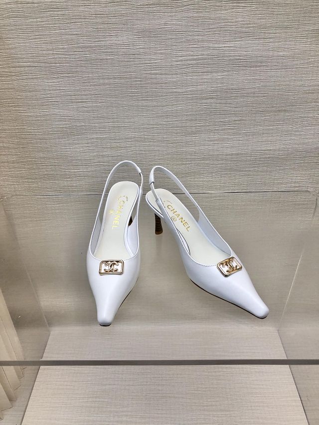 CC lambskin 55mm slingbacks CH0158
