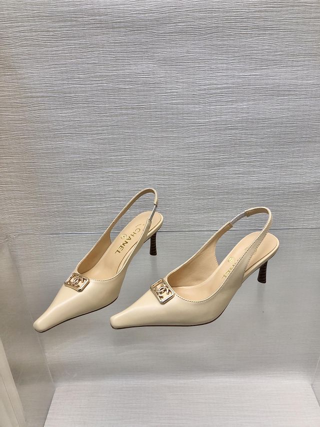 CC lambskin 55mm slingbacks CH0158