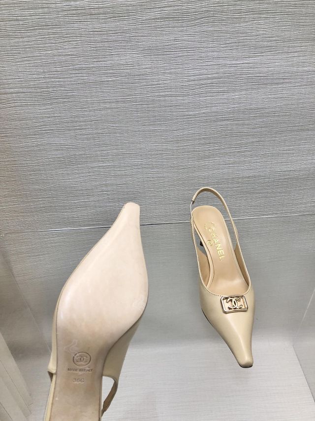 CC lambskin 55mm slingbacks CH0158