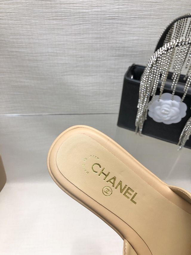 CC lambskin 85mm mules CH0201