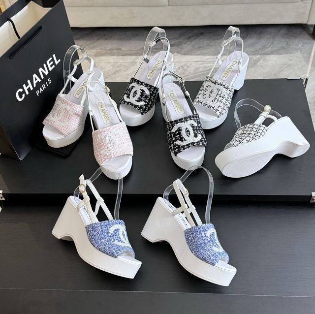 CC tweed 85mm sandals CH0196