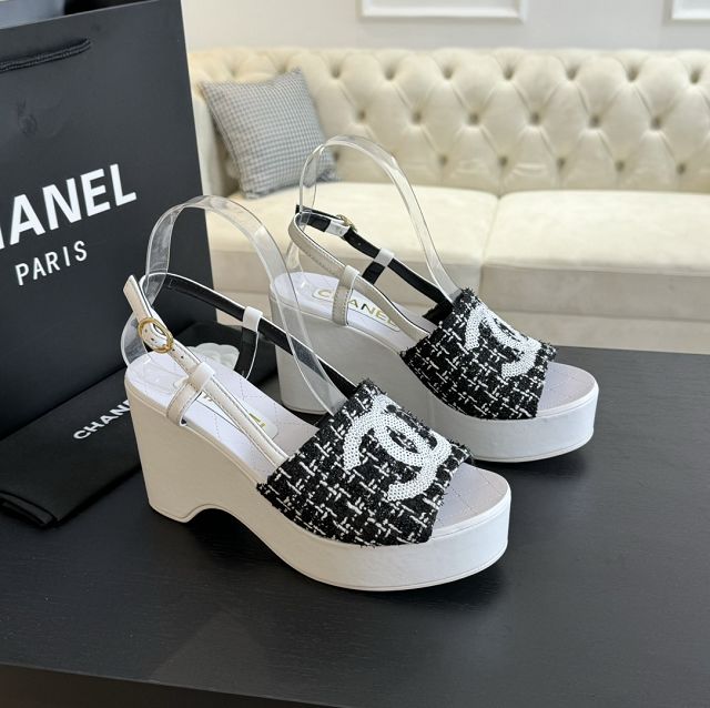 CC tweed 85mm sandals CH0196