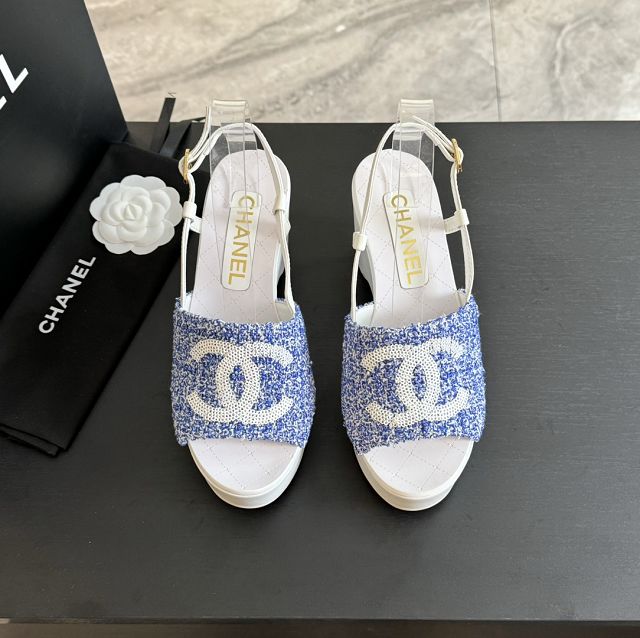 CC tweed 85mm sandals CH0196