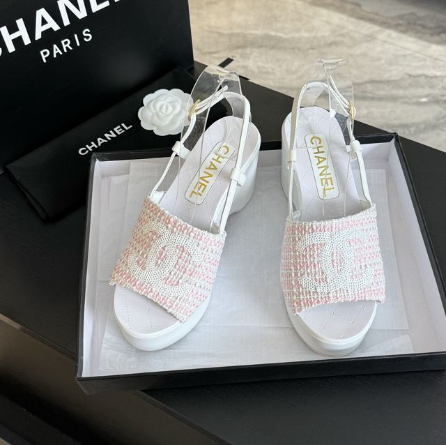 CC tweed 85mm sandals CH0196
