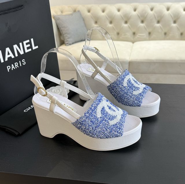 CC tweed 85mm sandals CH0196