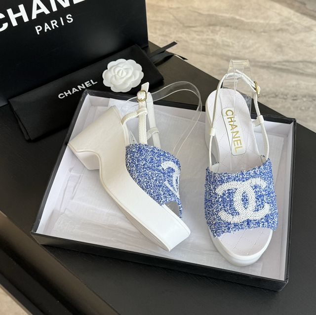 CC tweed 85mm sandals CH0196