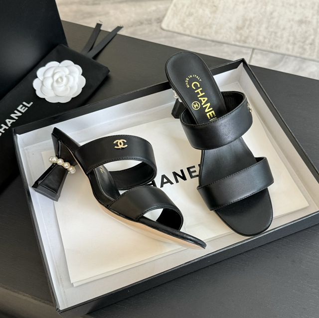 CC lambskin 65mm mules CH0228