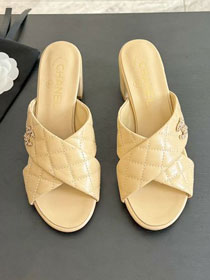 CC lambskin 50mm mules CH0238