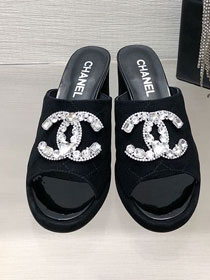 CC suede calfskin 75mm mules CH0247