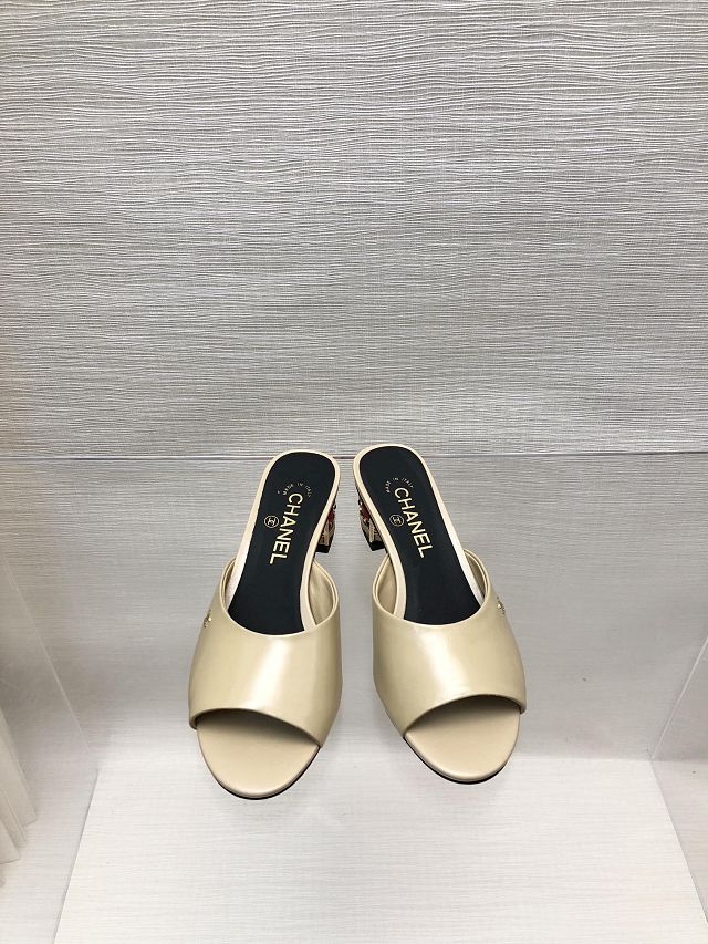 CC calfskin 40mm mules CH0290