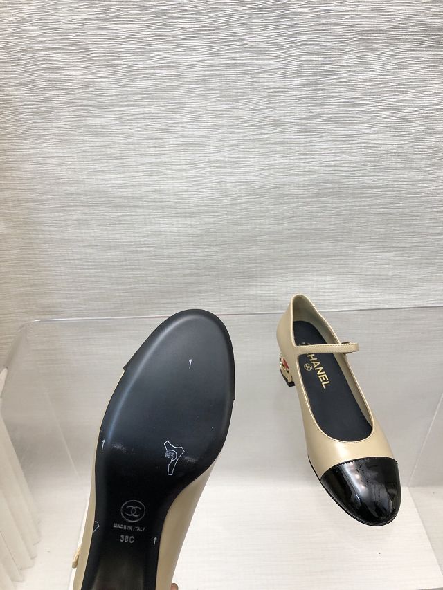 CC calfskin 40mm pumps CH0286