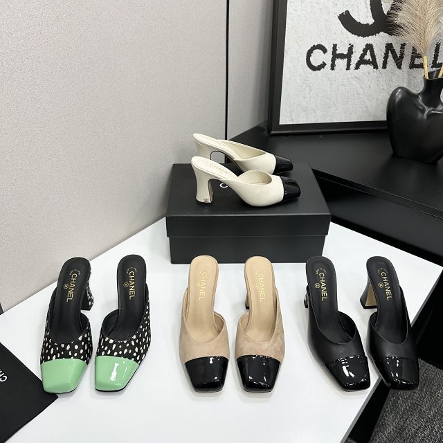 CC original lambskin 95mm heels mules CH00221