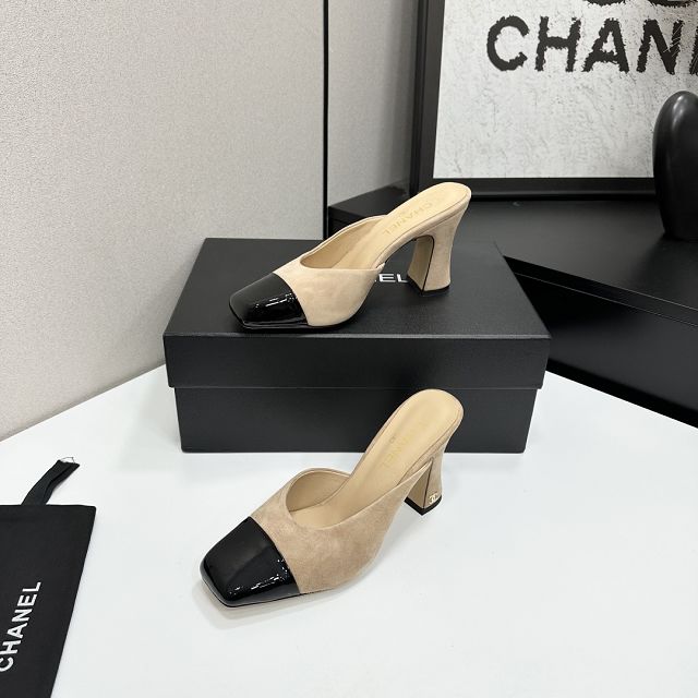 CC original lambskin 95mm heels mules CH00221