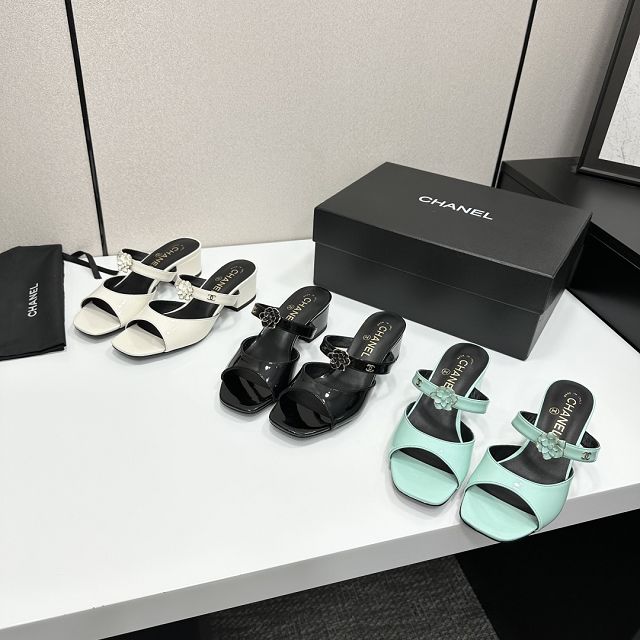 CC original patent calfskin 40mm heels sandals CH00203