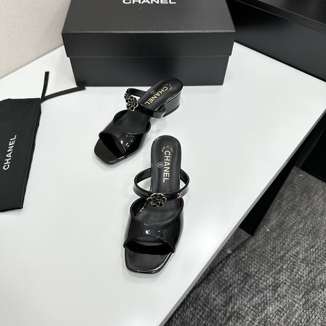 CC original patent calfskin 40mm heels sandals CH00203