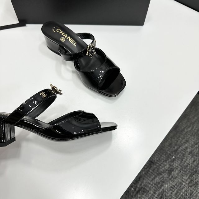 CC original patent calfskin 40mm heels sandals CH00203