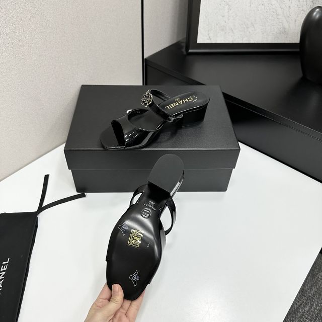 CC original patent calfskin 40mm heels sandals CH00203