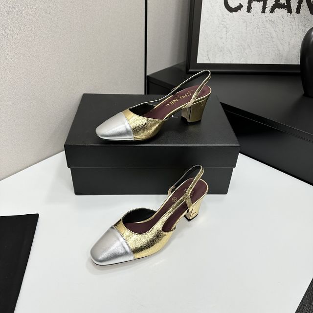 CC original calfskin 65mm heels slingbacks CH00232