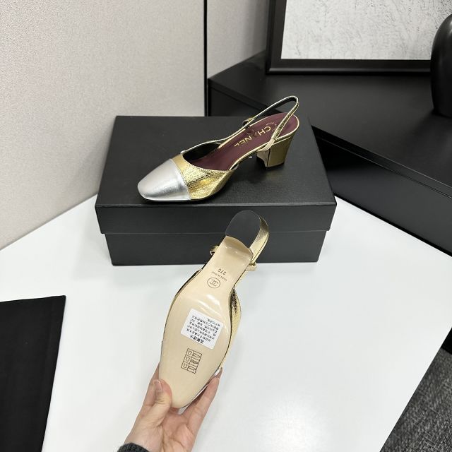 CC original calfskin 65mm heels slingbacks CH00232