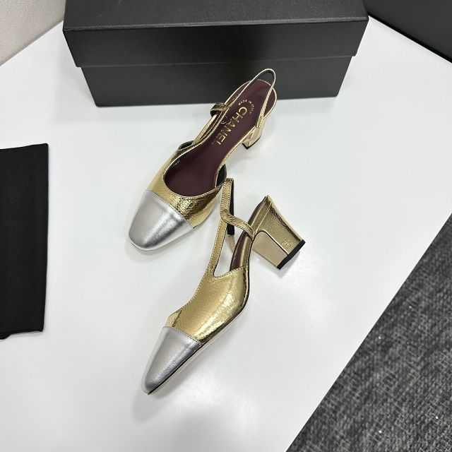 CC original calfskin 65mm heels slingbacks CH00232