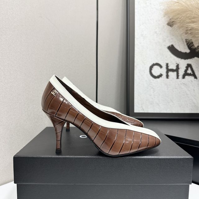 CC original crocodile calfskin 95mm pumps CH00240