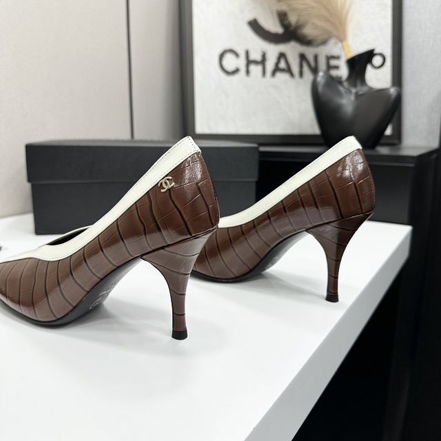 CC original crocodile calfskin 95mm pumps CH00240