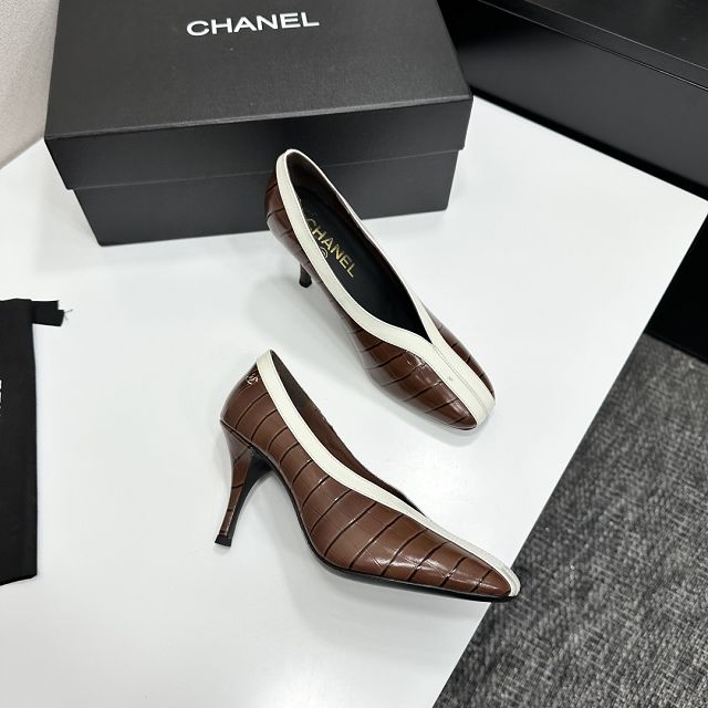 CC original crocodile calfskin 95mm pumps CH00240