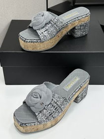 CC original tweed 65mm heels sandals CH00228