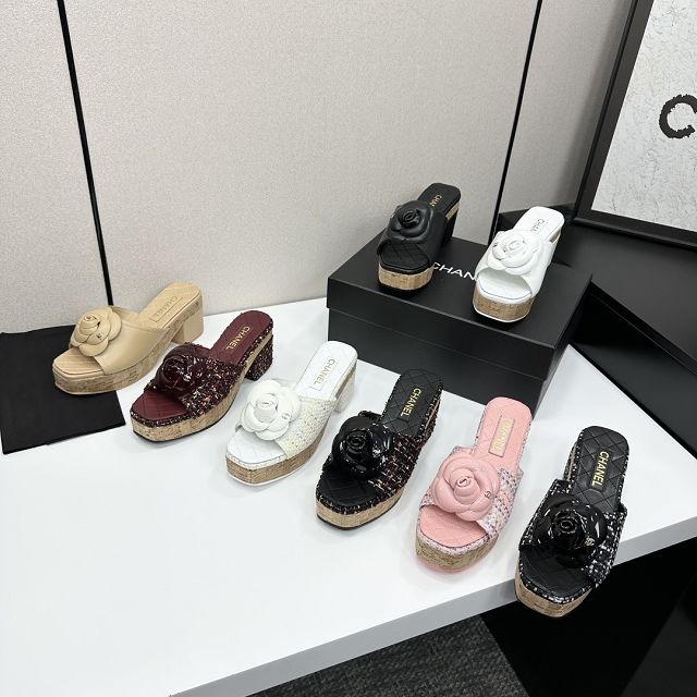 CC original tweed 65mm heels sandals CH00228