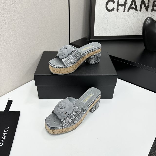 CC original tweed 65mm heels sandals CH00228