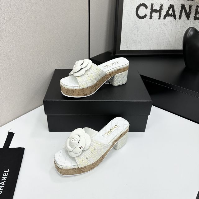 CC original tweed 65mm heels sandals CH00228