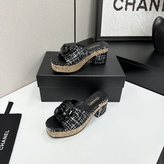 CC original tweed 65mm heels sandals CH00228