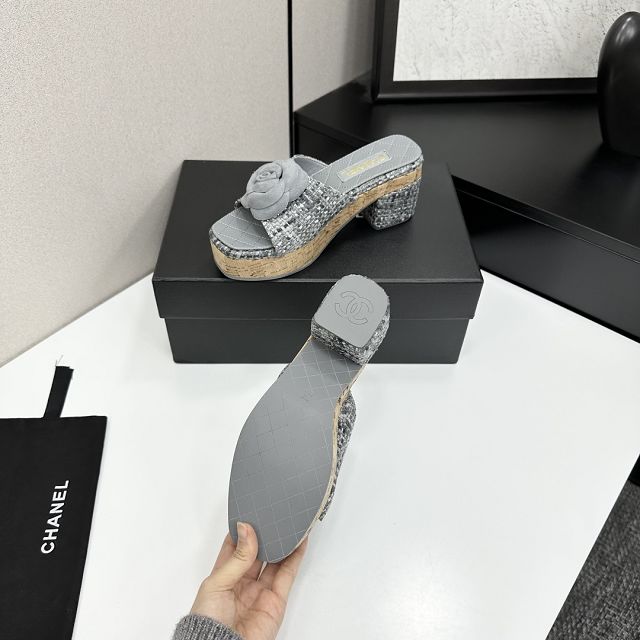 CC original tweed 65mm heels sandals CH00228