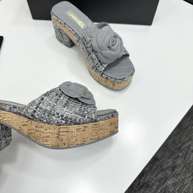 CC original tweed 65mm heels sandals CH00228