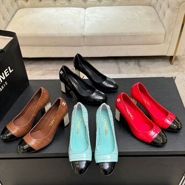 CC original crocodile calfskin 95mm pumps CH00342