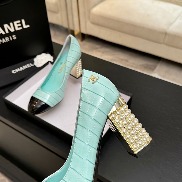 CC original crocodile calfskin 95mm pumps CH00342