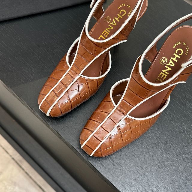 CC original crocodile calfskin 95mm slingbacks CH00341