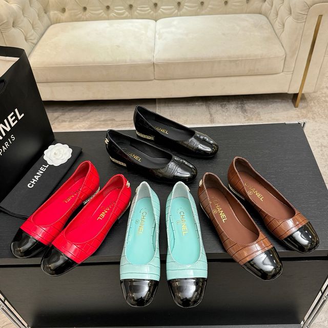 CC original crocodile calfskin  ballet flats CH00343