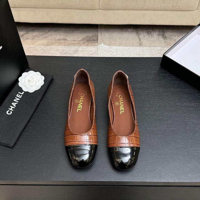 CC original crocodile calfskin  ballet flats CH00343