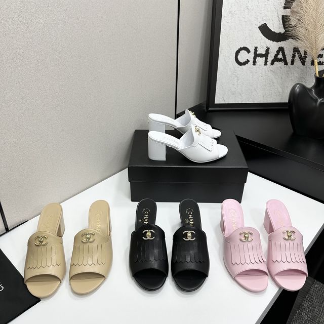 CC original lambskin 65mm mules CH00368